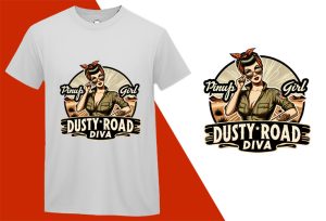 Dusty Road Diva, Pin-up Girl Retro Funny T-shirt, Sarcastic Humor T shirt Tee T-shirt Plus Size Shirts