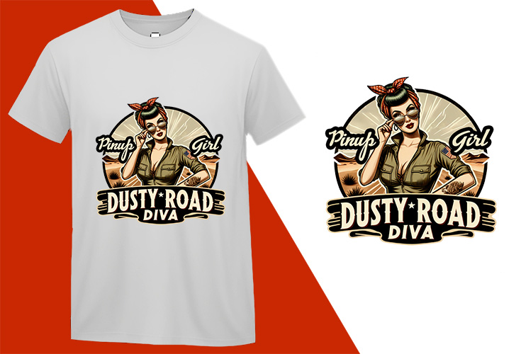 Dusty Road Diva, Pin-up Girl Retro Funny T-shirt, Sarcastic Humor T shirt Tee T-shirt Plus Size Shirts