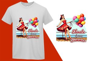 Elevate Your Summer with Balloons, Pin-up Girl Retro Funny T-shirt, Sarcastic Humor T shirt Tee T-shirt Plus Size Shirts