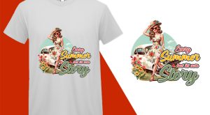 Every Summer Story, Pin-up Girl Retro Funny T-shirt, Sarcastic Humor T shirt Tee T-shirt Plus Size Shirts