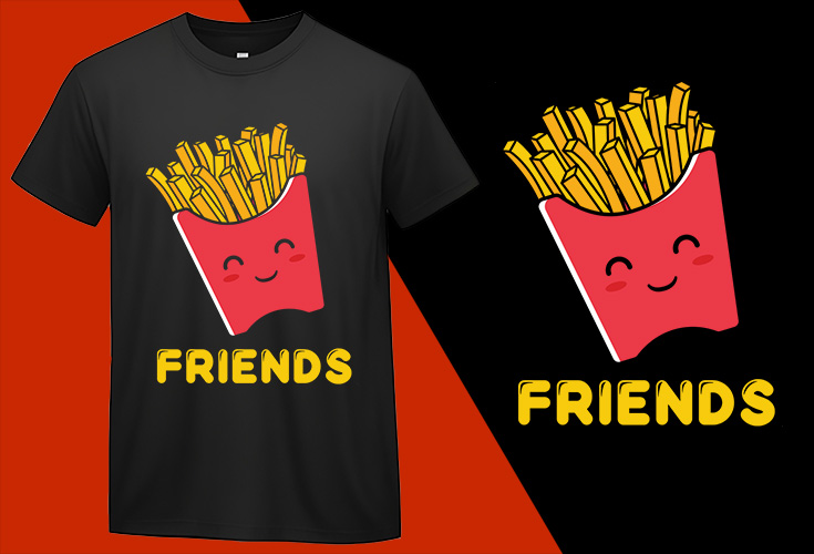Fries Best Friends, Funny T-shirts for Men Women Kids T-shirt Plus Size Shirts