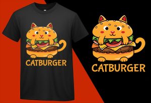Funny Burger Cat Lover, Funny T-shirts for Men Women Kids T-shirt Plus Size Shirts