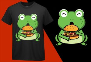 Funny Cute Frog Love Hamburger, Funny T-shirts for Men Women Kids T-shirt Plus Size Shirts