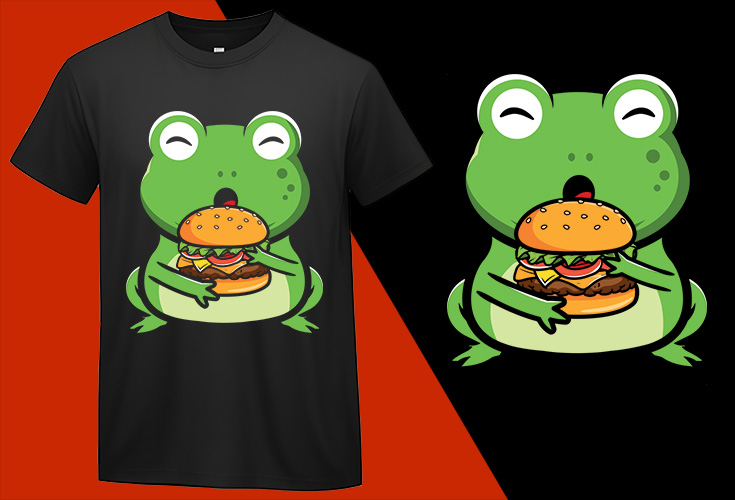 Funny Cute Frog Love Hamburger, Funny T-shirts for Men Women Kids T-shirt Plus Size Shirts