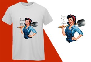 Grab Hoe Get Dirty, Pin-up Girl Retro Funny T-shirt, Sarcastic Humor T shirt Tee T-shirt Plus Size Shirts