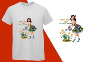 Grow Your Happiness, Pin-up Girl Retro Funny T-shirt, Sarcastic Humor T shirt Tee T-shirt Plus Size Shirts