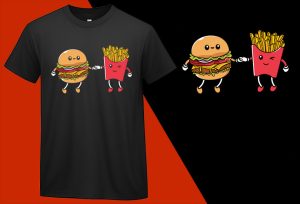 Hamburger Burger Fast Food French Fries, Funny T-shirts for Men Women Kids T-shirt Plus Size Shirts