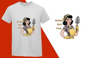 Hoeing Aint Easy, Pin-up Girl Retro Funny T-shirt, Sarcastic Humor T shirt Tee T-shirt Plus Size Shirts