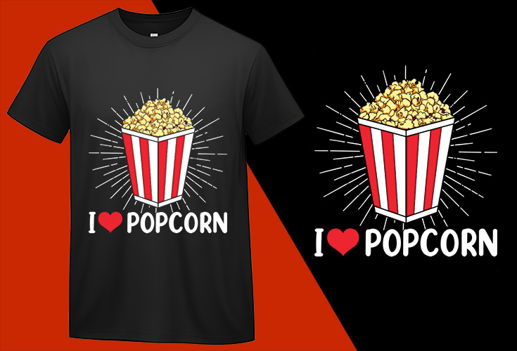 I Love Popcorn Movie Snack, Funny Popcorn Lovers T shirt T-shirt Plus Size Shirts