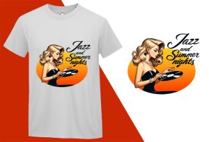 Jazzz Summer Nights, Pin-up Girl Retro Funny T-shirt, Sarcastic Humor T shirt Tee T-shirt Plus Size Shirts