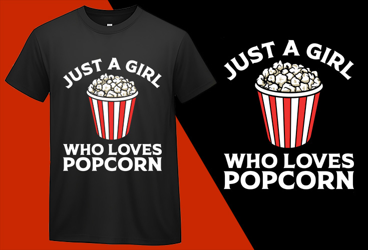 Just a Girl Cinema Lover Women Girls Gift, Funny Popcorn Lovers T shirt T-shirt Plus Size Shirts