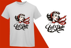 Let’s Ride Retro, Pin-up Girl Retro Funny T-shirt, Sarcastic Humor T shirt Tee T-shirt Plus Size Shirts