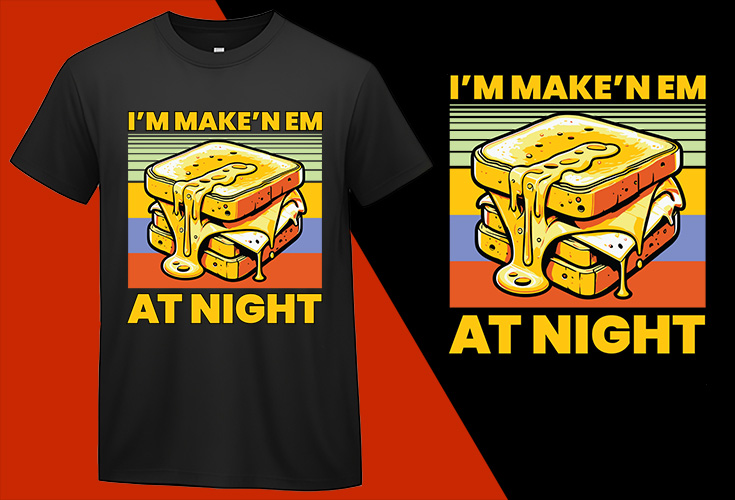 Makin’ Em At Night Grilled Cheese Funny T shirt T-shirt Plus Size Shirts