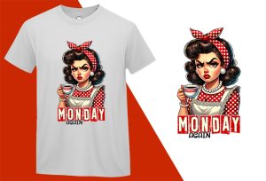Monday Again, Grumpy Pin-up Housewife Funny T-shirt, Sarcastic Humor T shirt Tee T-shirt Plus Size Shirts