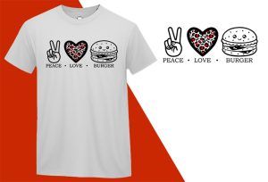Peace Love Burger Funny T shirt for Women Men Boys Girls T-shirt Plus Size Shirts