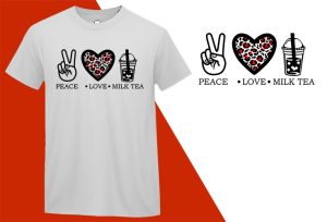 Peace Love Milktea Funny T shirt for Women Men Boys Girls T-shirt Plus Size Shirts