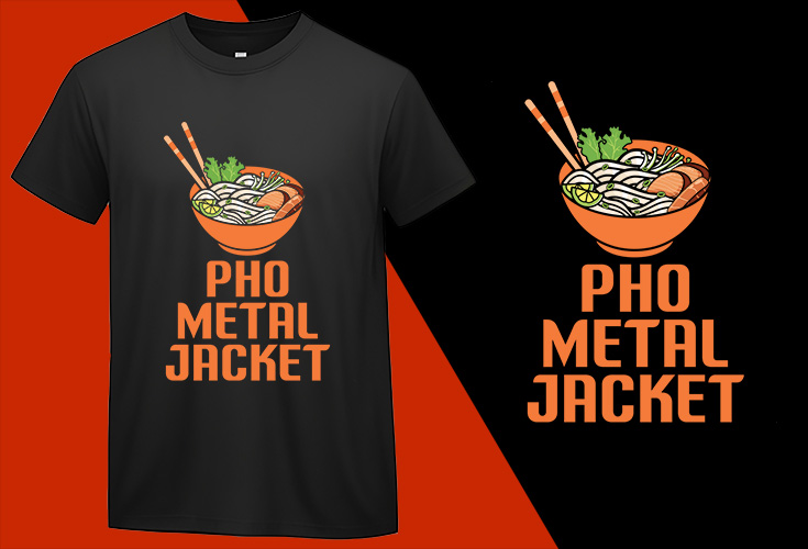 Pho Metal Jacket, Funny Kawaii Food T shirt for Kids Boys Girls Women Men T-shirt Plus Size Shirts