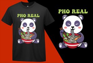 Pho Real Pho Sho Panda, Funny Kawaii Food T shirt for Kids Boys Girls Women Men T-shirt Plus Size Shirts