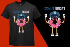 Police Officer Blue Line Donut T shirt T-shirt Plus Size Shirts