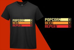 Popcorn Beer Repeat Funny, Funny Popcorn Lovers T shirt T-shirt Plus Size Shirts