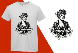 Rockabilly Rebel, Pin-up Girl Retro Funny T-shirt, Sarcastic Humor T shirt Tee T-shirt Plus Size Shirts