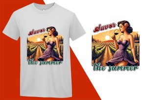Savor the Summer Vintage Style, Pin-up Girl Retro Funny T-shirt, Sarcastic Humor T shirt Tee T-shirt Plus Size Shirts