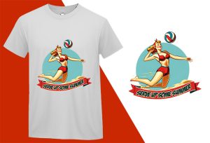 Serve Up Some Summer Fun, Pin-up Girl Retro Funny T-shirt, Sarcastic Humor T shirt Tee T-shirt Plus Size Shirts