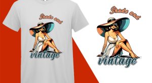 Shade Over Vintage Summer, Pin-up Girl Retro Funny T-shirt, Sarcastic Humor T shirt Tee T-shirt Plus Size Shirts