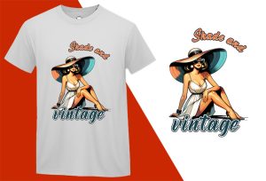Shade Over Vintage Summer, Pin-up Girl Retro Funny T-shirt, Sarcastic Humor T shirt Tee T-shirt Plus Size Shirts