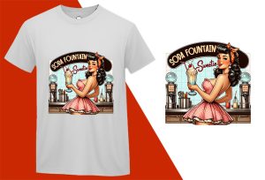 Soda Fountain Sweetie, Pin-up Girl Retro Funny T-shirt, Sarcastic Humor T shirt Tee T-shirt Plus Size Shirts