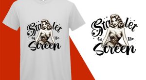 Starlet of the Screen, Pin-up Girl Retro Funny T-shirt, Sarcastic Humor T shirt Tee T-shirt Plus Size Shirts