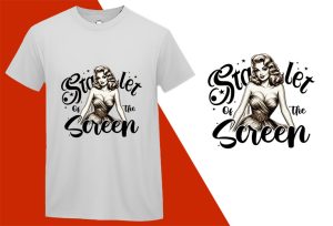 Starlet of the Screen, Pin-up Girl Retro Funny T-shirt, Sarcastic Humor T shirt Tee T-shirt Plus Size Shirts