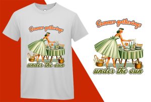 Summer Glittering Under the Sun, Pin-up Girl Retro Funny T-shirt, Sarcastic Humor T shirt Tee T-shirt Plus Size Shirts