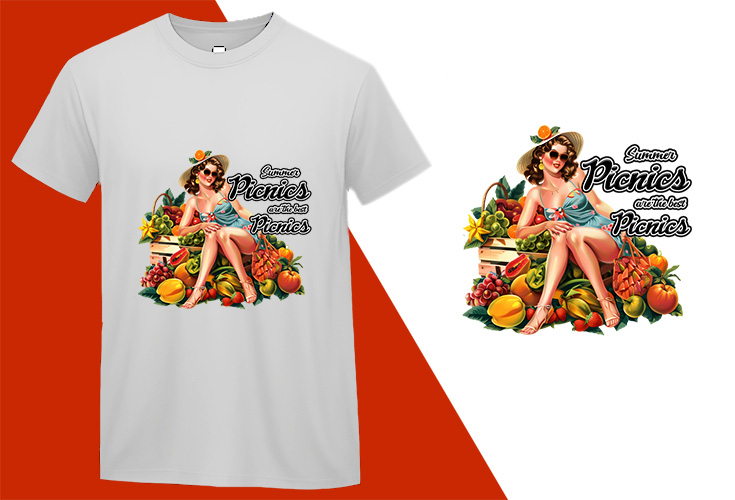Summer Picnics Best, Pin-up Girl Retro Funny T-shirt, Sarcastic Humor T shirt Tee T-shirt Plus Size Shirts