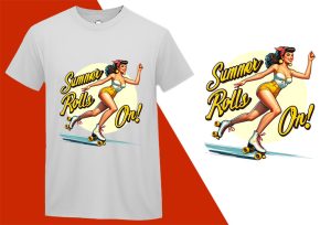 Summer Rolls, Pin-up Girl Retro Funny T-shirt, Sarcastic Humor T shirt Tee T-shirt Plus Size Shirts