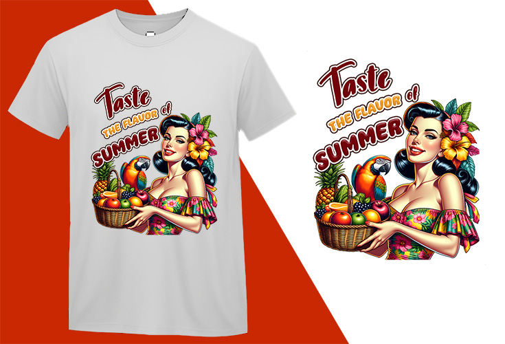 Taste the Flavor of Summer, Pin-up Girl Retro Funny T-shirt, Sarcastic Humor T shirt Tee T-shirt Plus Size Shirts