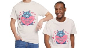 Cute Funny Valenine Cat, Plus Size T-shirt