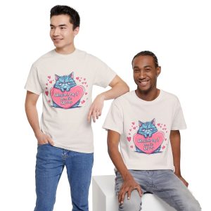Cute Funny Valenine Cat, Plus Size T-shirt