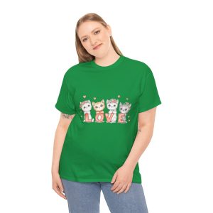 Cute Valenine Cats LOVE, Plus Size T-shirt