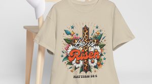 Easter Day T-shirt, Retro He Is Risen Jesus, Graphic Tees Plus Size