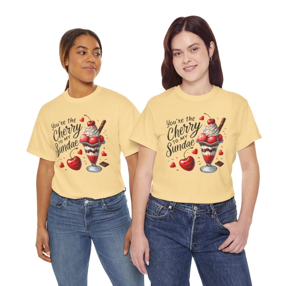 Funny Food Pun Valentines Day T-shirt, Cherry to My Sundae