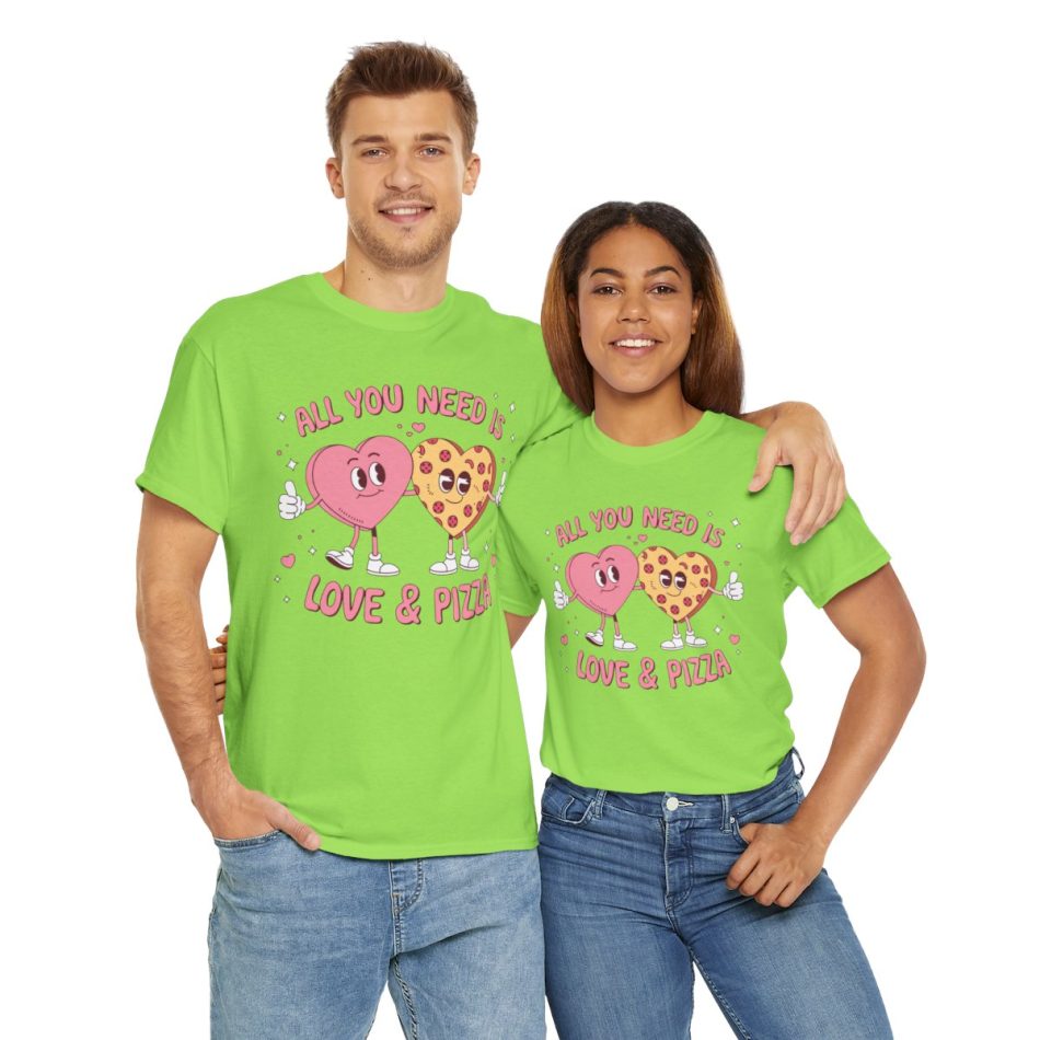 Funny Valentines Day T-shirt, All you need is Love & Pizza, Plus Size Graphic Tee For Men Women