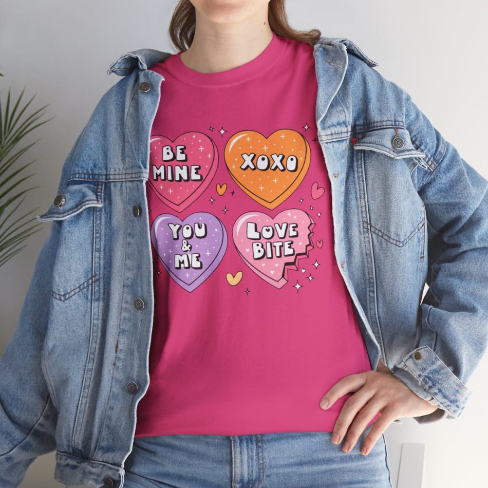 Funny Valentines Day T-shirt, Be mine Xoxo You Me Love Bite Hearts, Plus Size Graphic Tee For Men Women