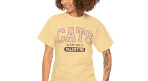 Funny Valentines Day T-shirt, Cats are My Valentine, Plus Size Graphic Tee For Men Women