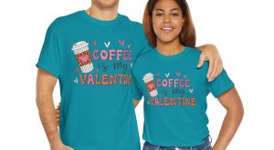 Funny Valentines Day T-shirt, Coffe is My Valentine, Plus Size Graphic Tee For Men Women