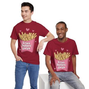Funny Valentines Day T-shirt, Fries Before Guys, Plus Size Graphic Tee For Men Women