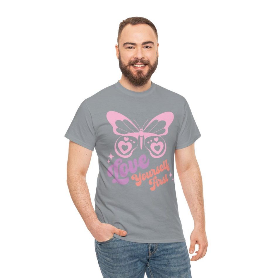 Funny Valentines Day T-shirt, Love Yourself First, Plus Size Graphic Tee For Men Women