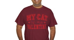 Funny Valentines Day T-shirt, my cat is my valentine red, Plus Size Graphic Tee For Men Women