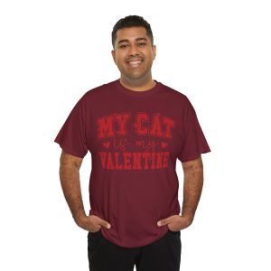 Funny Valentines Day T-shirt, my cat is my valentine red, Plus Size Graphic Tee For Men Women