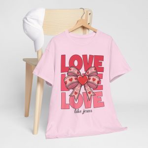 Jesus Valentines Day T-shirt, Retro love like jesus coquette, Plus Size Tee For Women